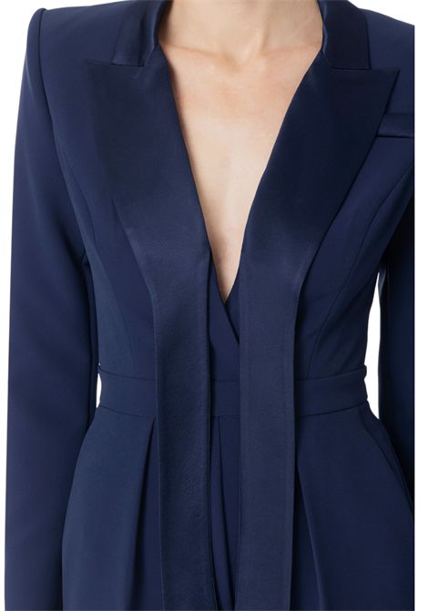 Tuta smoking in crêpe con rever in raso ELISABETTA FRANCHI | Abiti | TU00951E2DC8